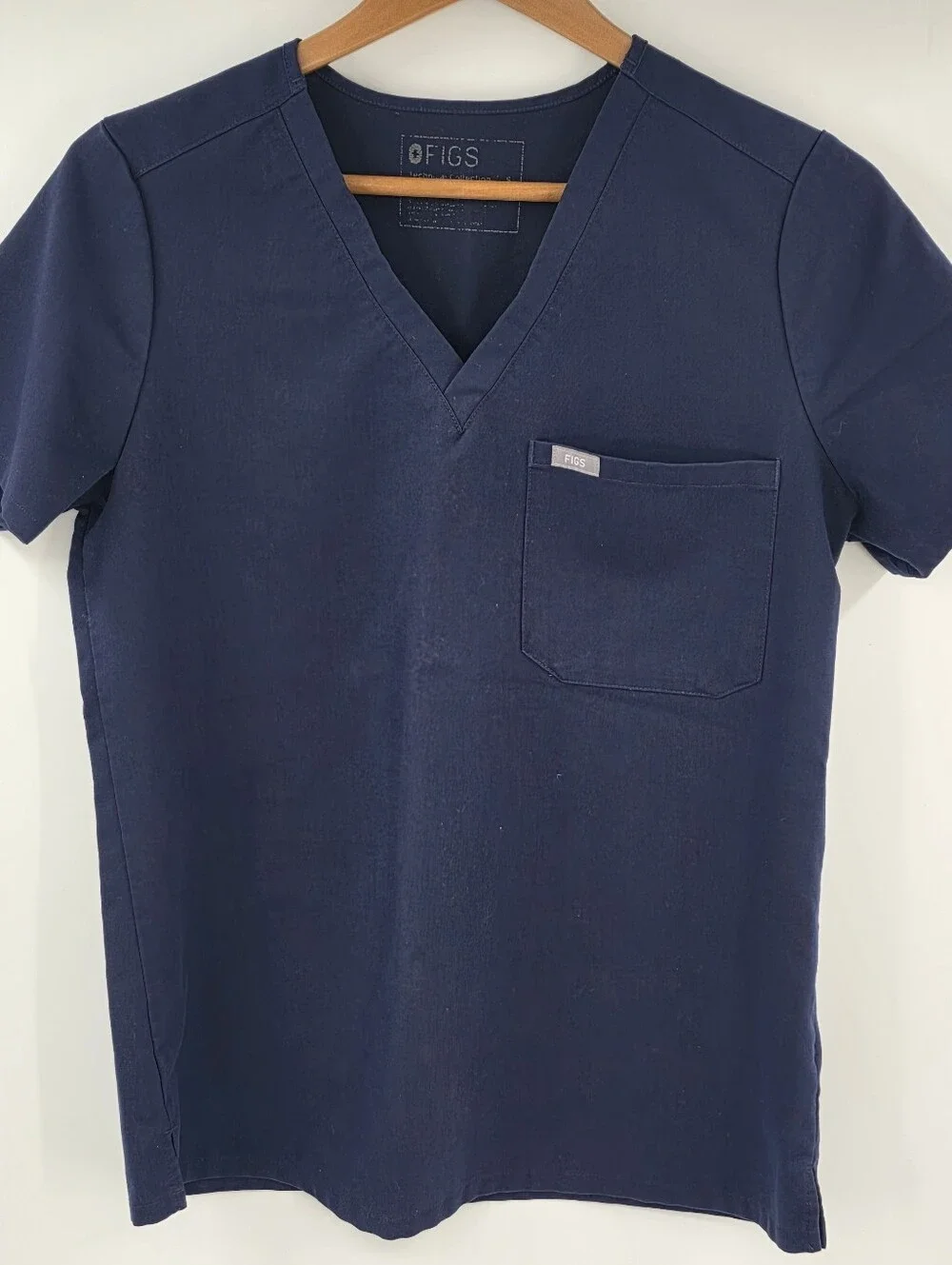 Figs Blue One Pocket Scrub Top Vneck Women's Small S